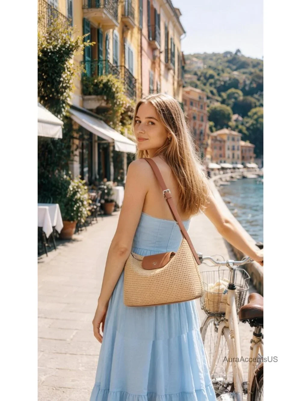 Crochet Shoulder Hobo Bag Vegan Leather PU Purse Summer Travel